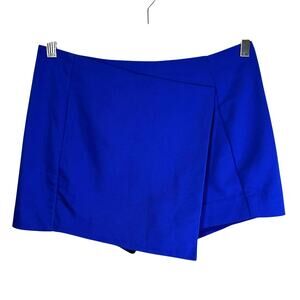Express Faux Wrap Mini Skort Shorts Royal Blue Preppy Vibrant Glam Career Club